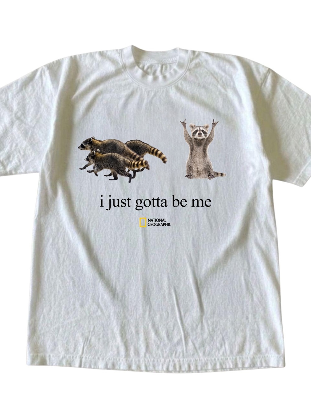 National Geographic White Raccoon Graphic Cat Gildan T-Shirt